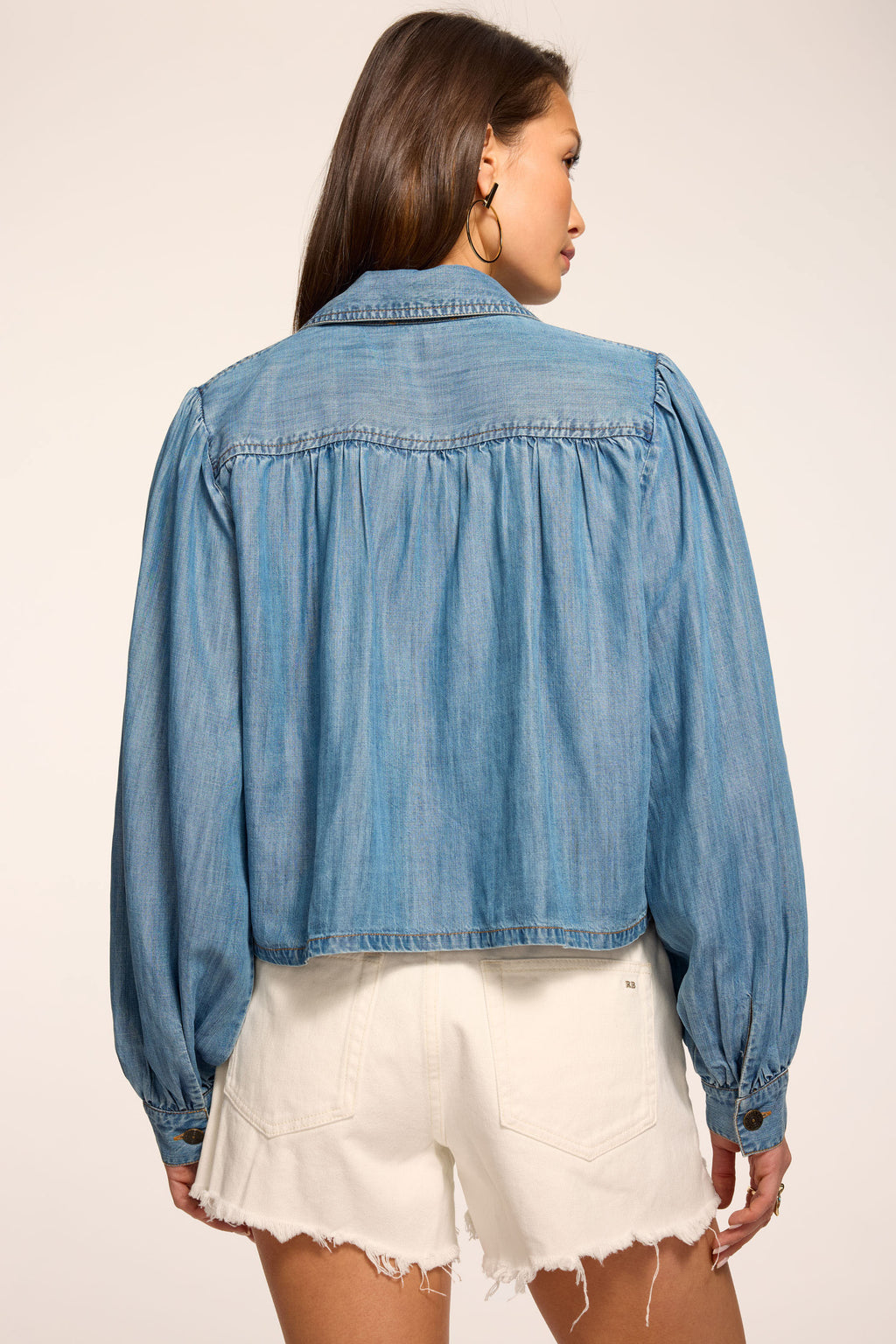 CHAMBRAY CROPPED JACKET