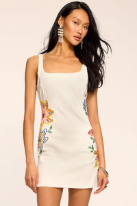 FLORAL EMBROIDERED DEMIN MINI DRESS