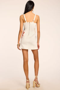 FLORAL EMBROIDERED DEMIN MINI DRESS